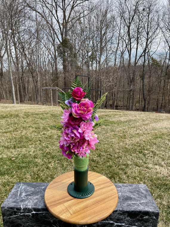 Mixed Pinks Silk Flowers on Cross, Cemetery Cross with Heart, 22” Cross Flower Arrangement, Flowers for Cemetery, Memorial Flowers