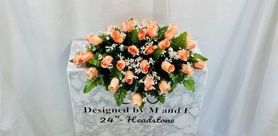 Single Headstone Cemetery Saddle, 22-24” Cemetery Flower Arrangement, Flowers for Cemetery, Memorial Saddle, Sympathy Flowers