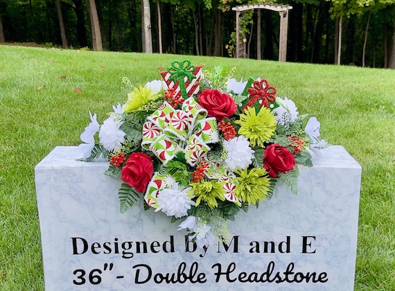 Christmas Cemetery Saddle, Floral Headstone Arrangement