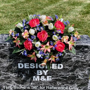 Pink-White-Blue Cemetery Saddle, Flowers for the Cemetery, Memorial Day Saddle, Sympathy Flowers, Cemetery Flowers, Gravesite Flowers