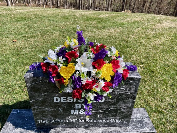 Bright Multi-Colors Cemetery Saddle, Flowers for the Cemetery, Memorial Day Saddle, Sympathy Flowers, Cemetery Flowers, Gravesite Flowers