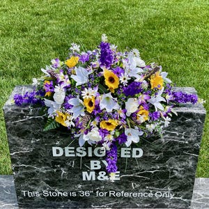 Silk Flower Cemetery Saddle: Multicolor Headstone Arrangement