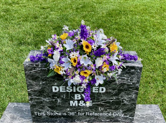 Beautiful Mix-Color Quality Silk Flowers, Cemetery Saddle, Cemetery Flowers, Headstone Saddle, Cemetery Arrangement, Memorial Day Flowers