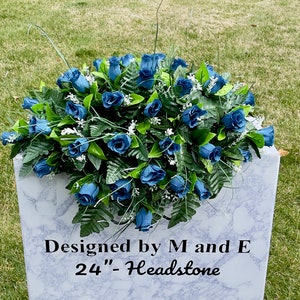 Roses Single Headstone Cemetery Saddle, 22-24” Cemetery Flower Arrangement, Flowers for Cemetery, Memorial Saddle, Sympathy Flowers