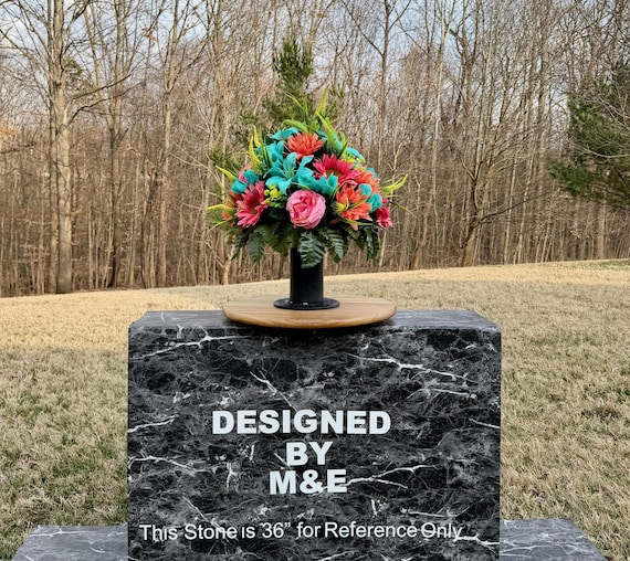 Beautiful Pastel Cemetery Vase Arrangement, Headstone Arrangement, Memorial Flowers