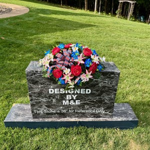 Patriotic Cemetery Saddle: Red, White and Blue Silk Memorial Flowers - Etsy
