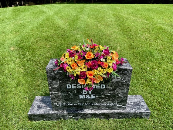 Oranges-Greens Cemetery Saddle, Flowers for the Cemetery, Memorial Day Saddle, Sympathy Flowers, Cemetery Flower, Gravesite Flower