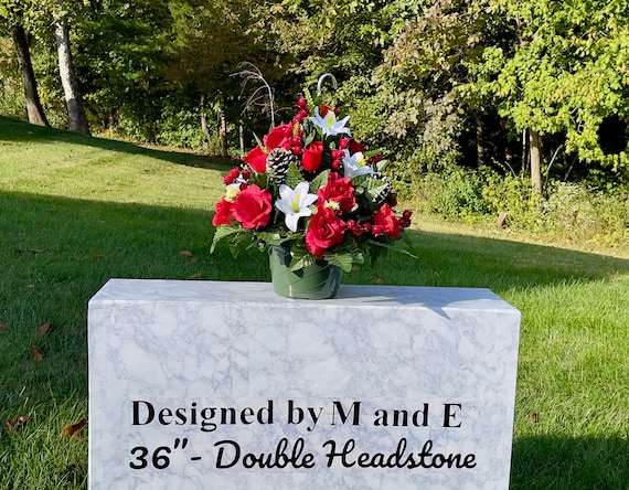 Red White Christmas Cemetery Hanging Basket, Memorial Flower