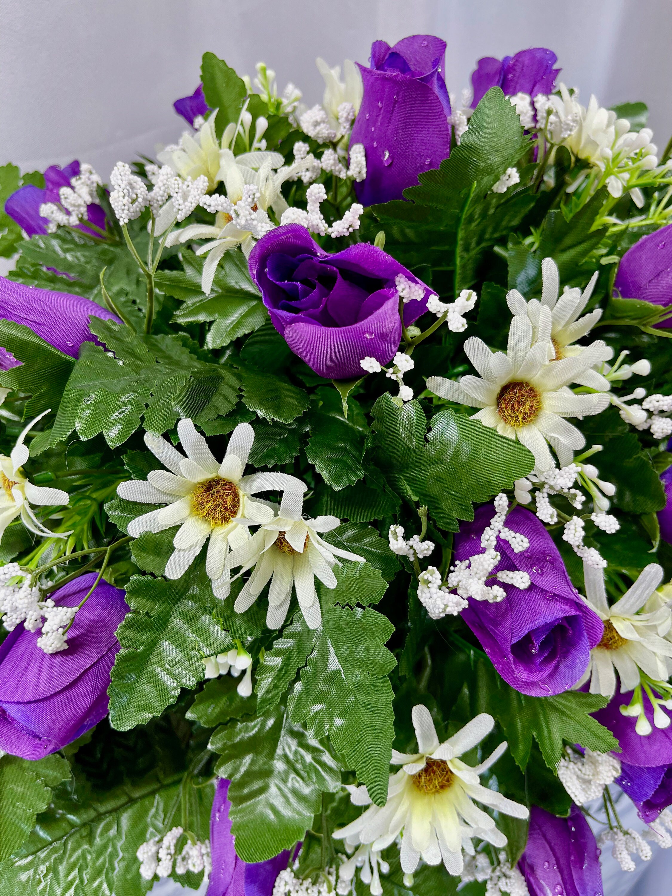 Purple Cemetery Saddle, 2224, Cemetery Flower Arrangement, Flowers for