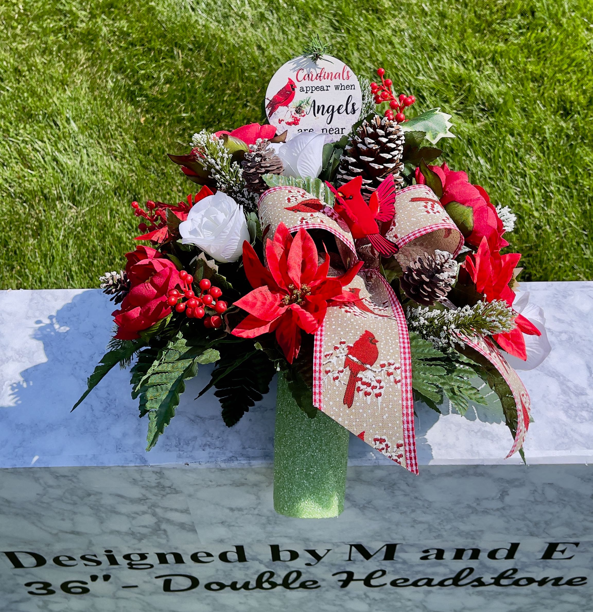 When Cardinals Appear Christmas Cemetery Vase, Vase, Memorial Cemetery
