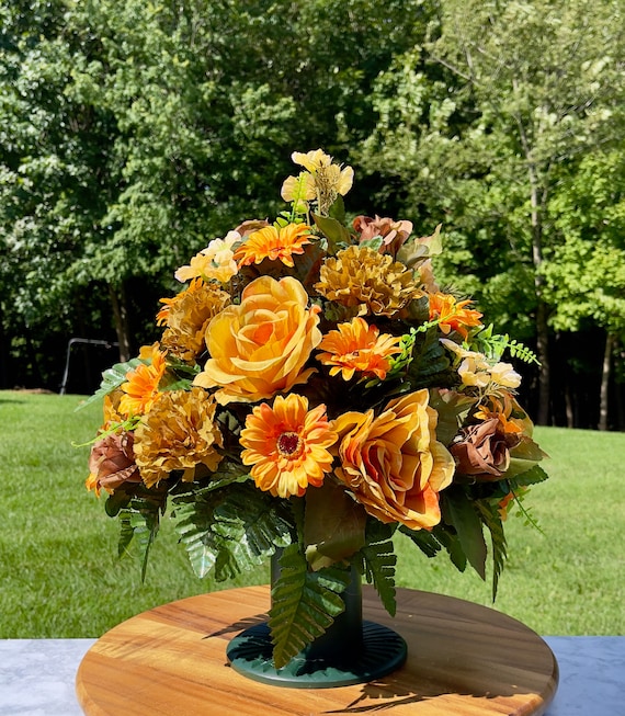 Beautiful Assorted Browns Cemetery Vase, Vase Arrangement, Memorial Cemetery Vase, Memorial Flowers, Spring Cemetery Vase, Sympathy Flowers