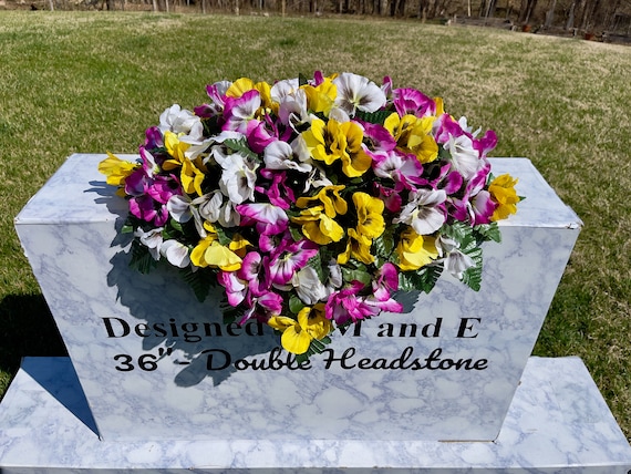 Multicolor Pansies Cemetery Saddle, Flowers for the Cemetery, Memorial Day Saddle, Sympathy Flowers, Cemetery Flowers, Gravesite Flowers
