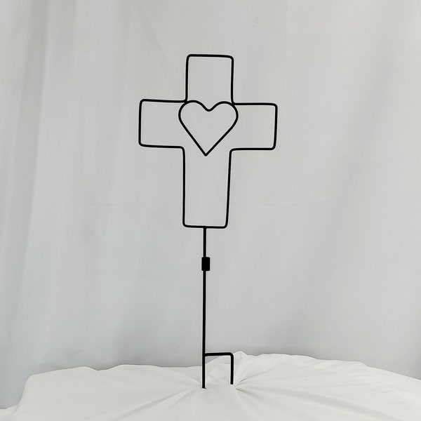 Cross alone, Cemetery Cross with Heart, 22” Cross