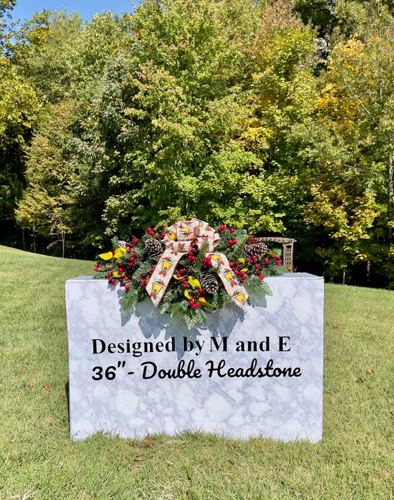 Christmas Cemetery Saddle, Winter Berry Headstone Arrangement