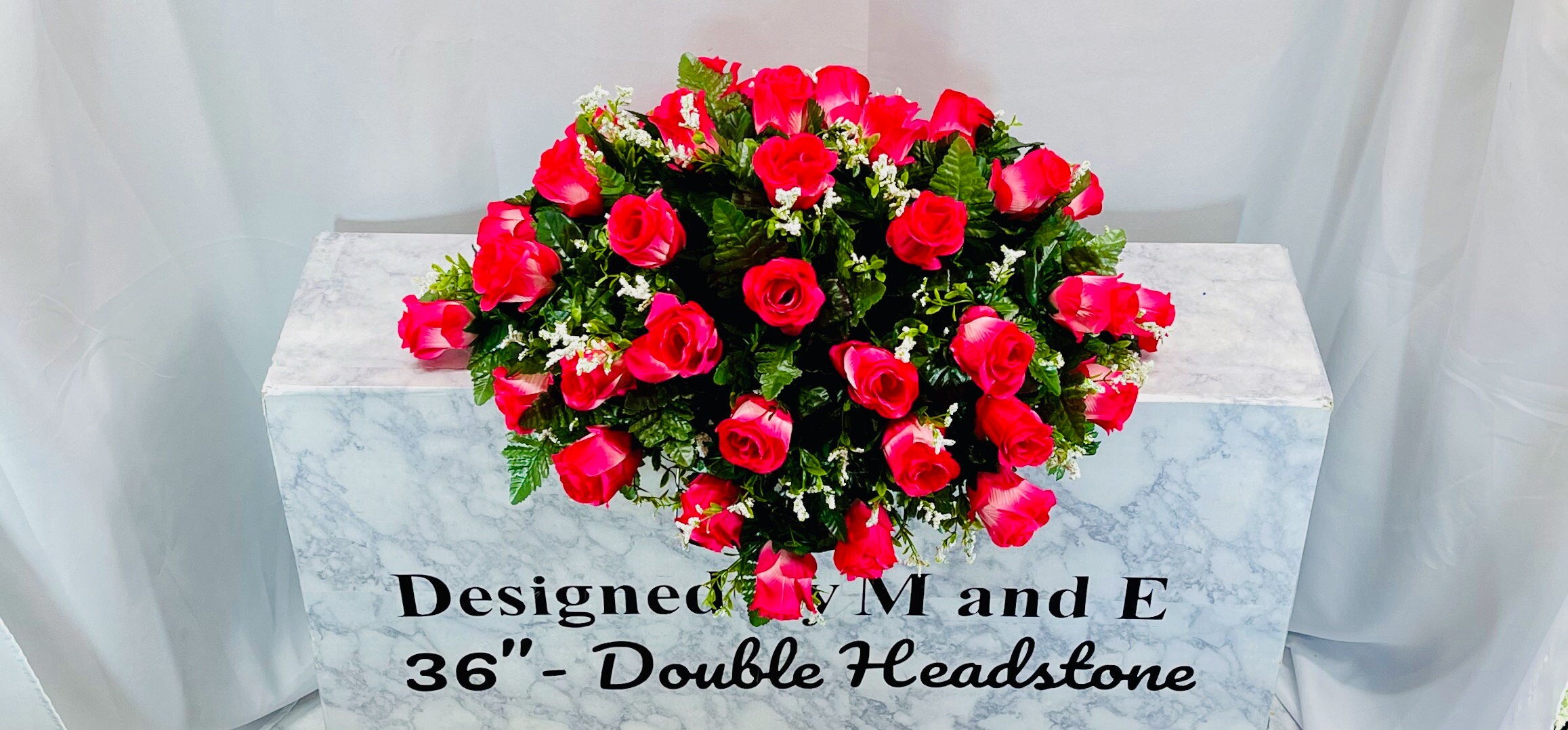Pink Roses, Multicolor Quality Silk Flowers, Cemetery Saddle, Cemetery