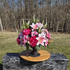 Bright Pinks Quality Silk Cemetery Vase, Vase, Memorial Cemetery Vase, Memorial Flowers, Memorial Day Cemetery Vase, Sympathy Flowers