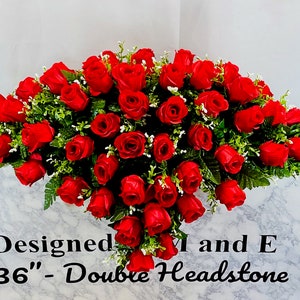 1 Red Rose Blanket of Quality Silk Flowers, Cemetery Saddle, Cemetery Flowers, Headstone Saddle, Cemetery Arrangement, Memorial Day Flowers