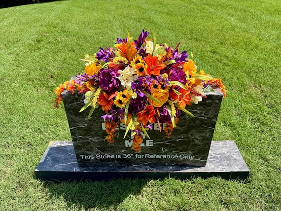 Large Fall Cemetery Saddle: Quality Silk Memorial Flowers