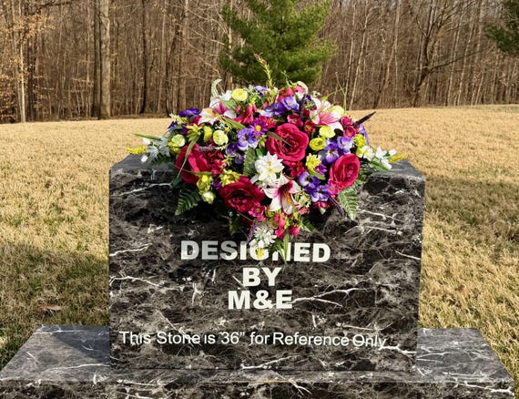 Burgundy, Pinks and Purples Bright Cemetery Saddle, Quality Flowers, Grave Decoration, Memorial Flowers