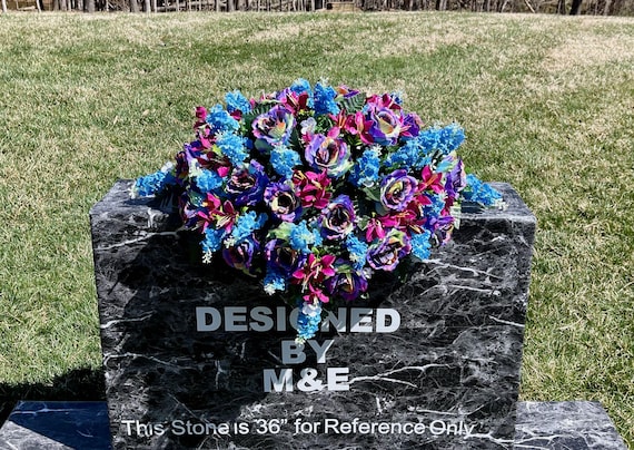 Rainbow Roses Cemetery Saddle, Cemetery Saddle, Double Headstone Saddle, Headstone Decoration, Cemetery Flower, Memorial Day Flowers