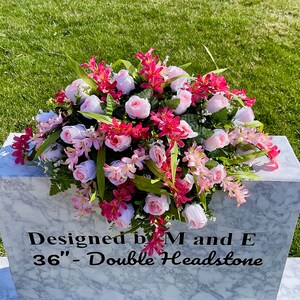 Bright and Soft Pinks Cemetery Saddle, Flowers for the Cemetery, Memorial Day Saddle, Sympathy Flowers, Cemetery Flowers, Gravesite Flowers