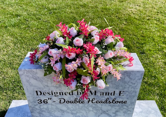 Bright and Soft Pinks Cemetery Saddle, Flowers for the Cemetery, Memorial Day Saddle, Sympathy Flowers, Cemetery Flowers, Gravesite Flowers