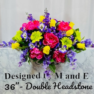 Pink and Purple Cemetery Saddle, Cemetery Flower Arrangement, Flower for Cemetery, Memorial Day Saddle, Cemetery Flower, Gravesite Flower