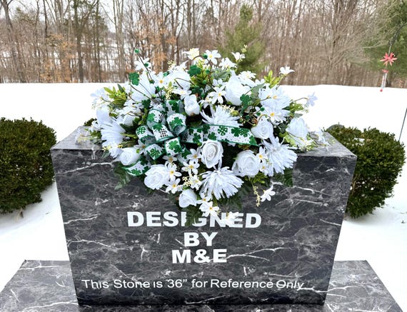 St. Patrick's Day Design with Bow Cemetery Saddle, Headstone Arrangement, Memorial Decoration