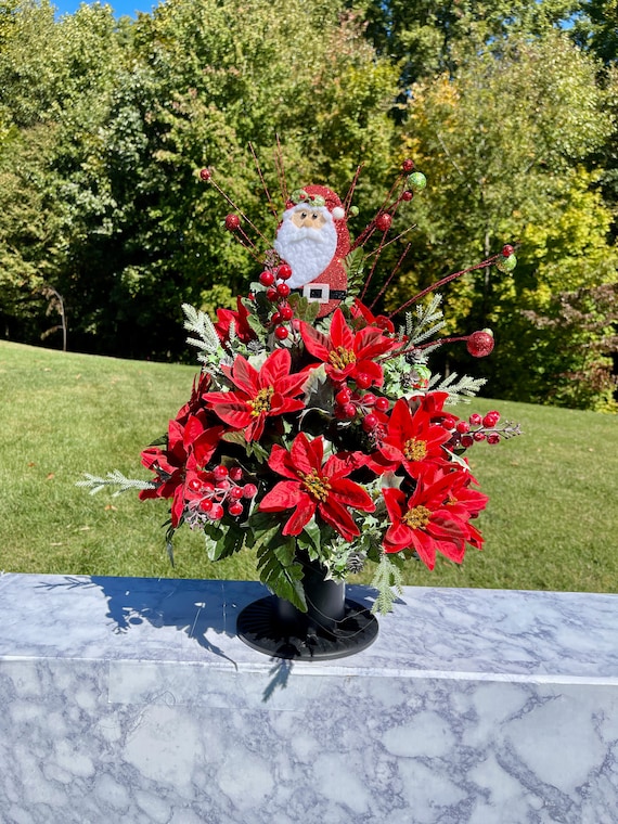 Two Santas 360 degree design Cemetery Christmas Vase, Christmas Vase, Christmas Cemetery Vase, Christmas Flowers, Cemetery Vase