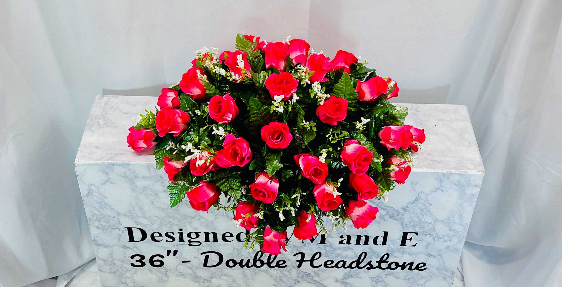 Pink Roses, Multicolor Quality Silk Flowers, Cemetery Saddle, Cemetery