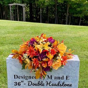 Bright Fall Colors Cemetery Saddle, Flowers for the Cemetery, Memorial Saddle, Sympathy Flowers, Cemetery Flowers, Gravesite Flowers