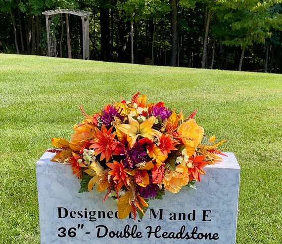Bright Fall Colors Cemetery Saddle, Flowers for the Cemetery, Memorial Saddle, Sympathy Flowers, Cemetery Flowers, Gravesite Flowers