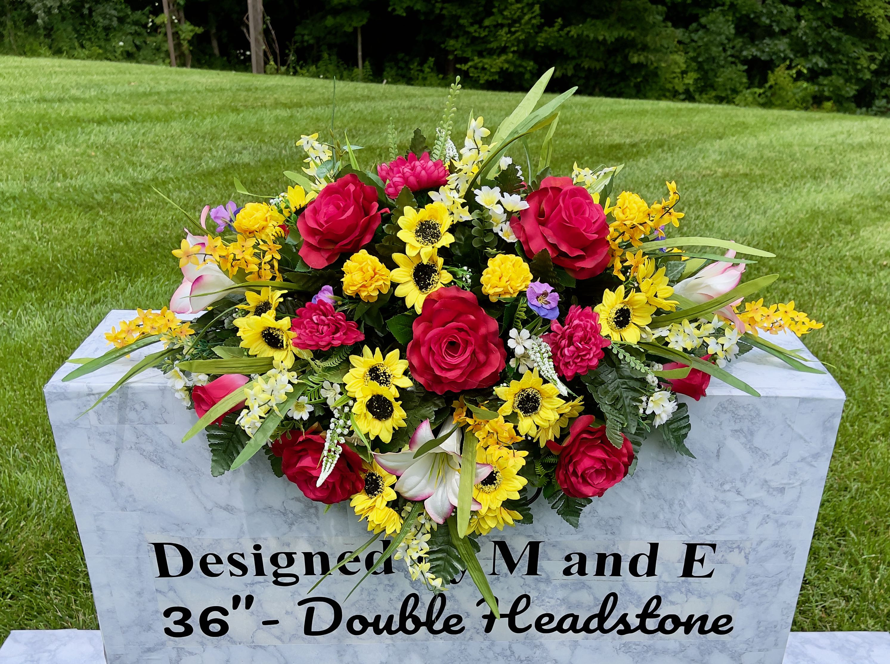 Bright MultiColor Fall Saddle, Quality Cemetery Saddle, Headstone