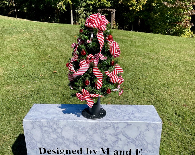 Peppermint Cemetery Christmas Tree, Miniature Christmas Tree, Christmas