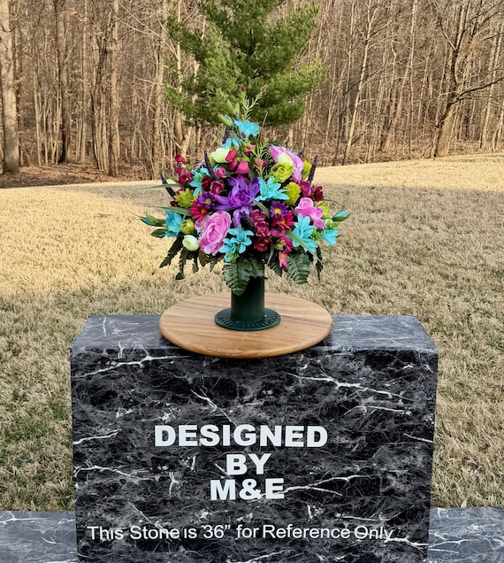 Bright Pastel Colors Cemetery Vase Arrangement, Headstone Arrangement, Memorial Flowers