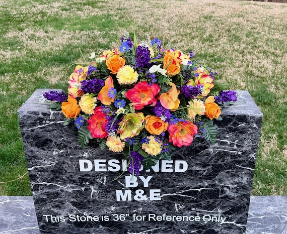 Beautiful Multi-Color Cemetery Saddle, Grave Decorations, Memorial Flowers