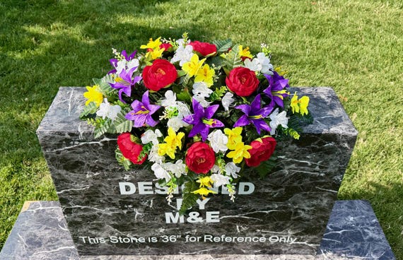 Bright Colors Cemetery Saddle: Headstone Memorial Flowers