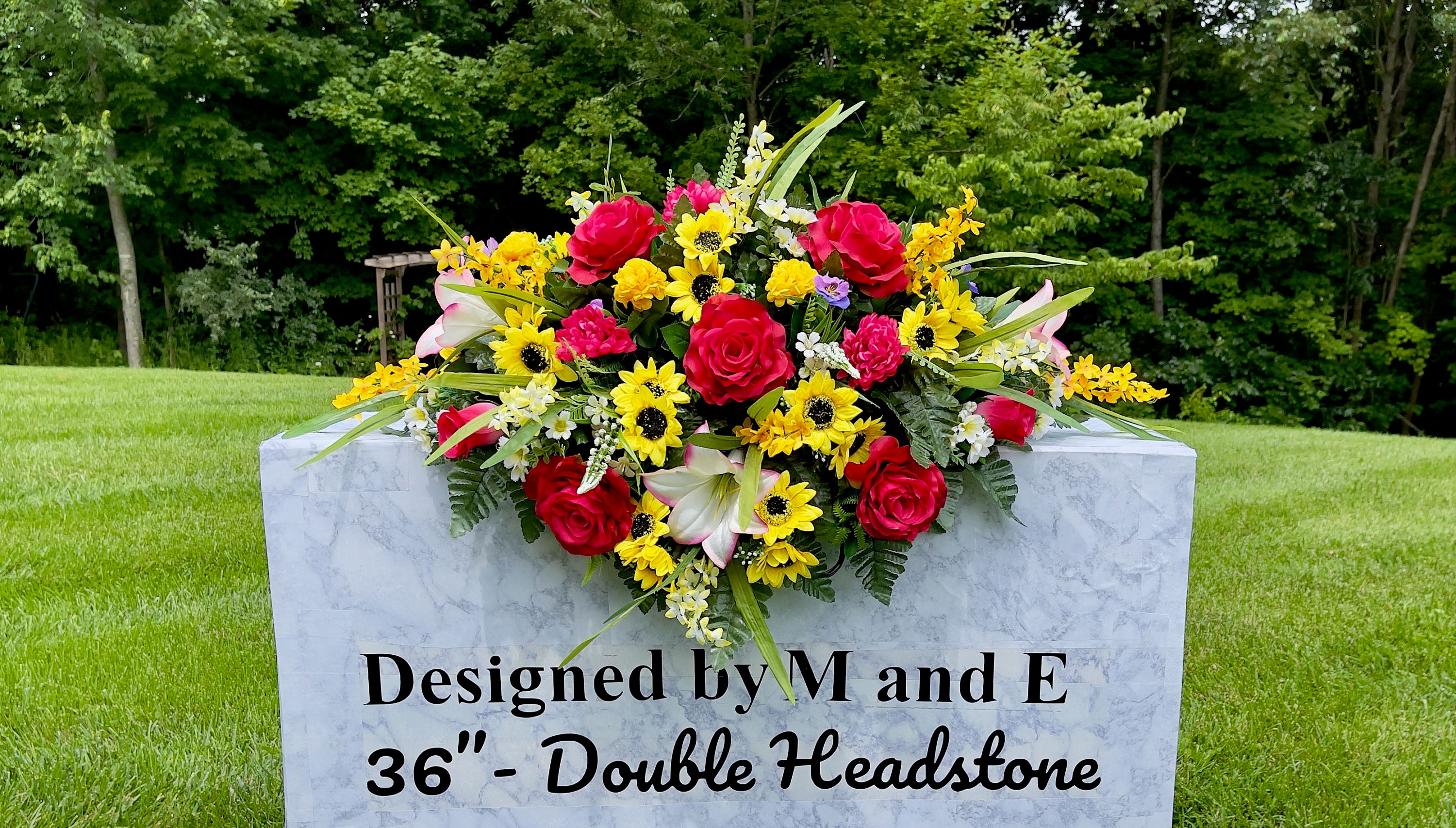 Bright MultiColor Fall Saddle, Quality Cemetery Saddle, Headstone