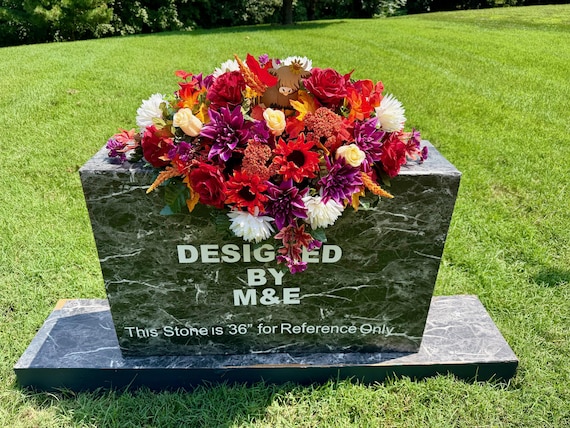 with Highland Cow in Cemetery Saddle: Quality Silk Memorial Flowers
