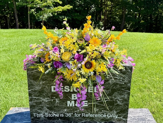 One-of-a-Kind cannot be duplicated Silk Flower Cemetery Arrangement - Memorial Headstone Arrangement - Grave Decoration