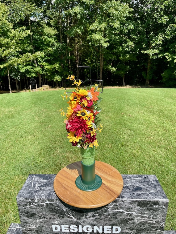 Silk Cemetery Cross Flower Arrangement: Bright MultiColor Memorial