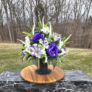 Purple Cemetery Vase, Vase, Memorial Cemetery Vase, Memorial Flowers, Memorial Day Cemetery Vase, Sympathy Flowers