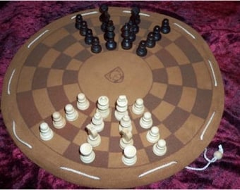 Byzantinisches Schach, Rundschach,Historische Brettspiele im Lederbeutel