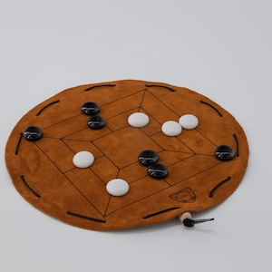 Moulin arménien, moulin, jeu de moulin, jeux de société historiques dans un sac en cuir