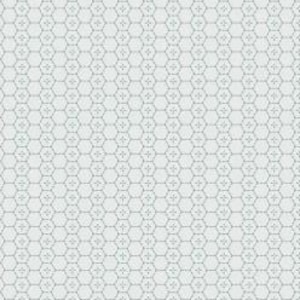 May include: A white background with a repeating pattern of small, light blue hexagons.