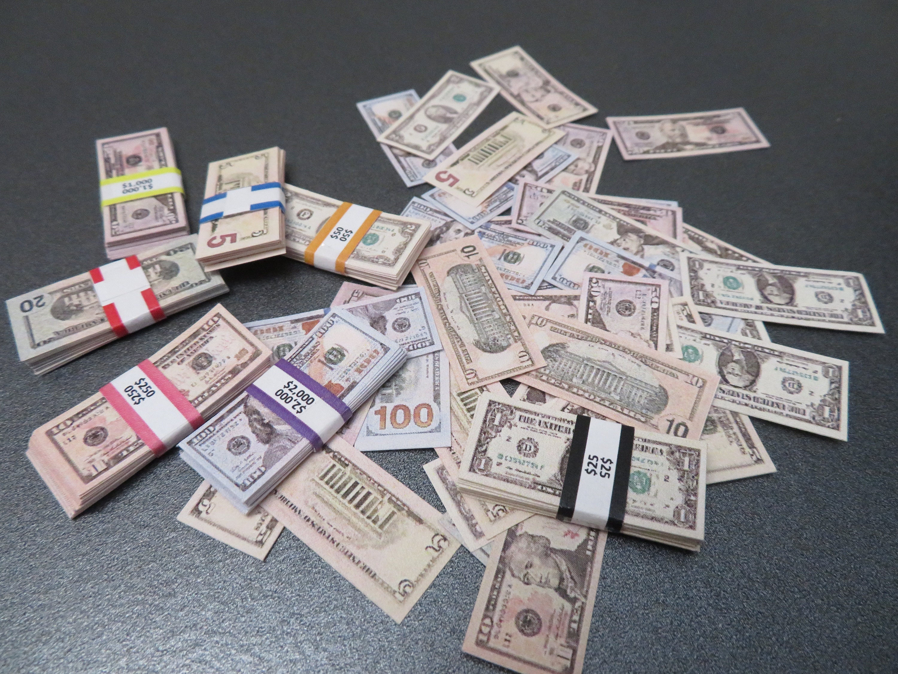 Barbie Size Dollhouse Miniature Money Currency Dollar Bill Money Stac…