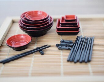 Mini Dish Bowl Set Mini Chinese Dinnerware Set Barbie Sz Miniature ...