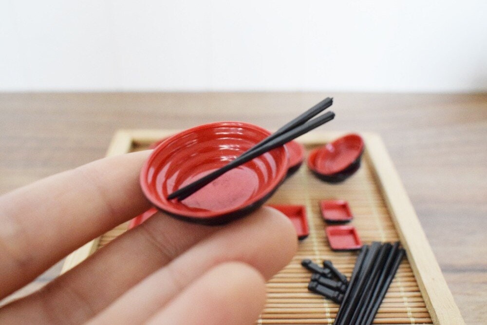 Mini Dish Bowl Set Mini Chinese Dinnerware Set Barbie Sz Miniature ...
