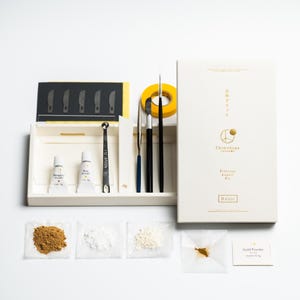 Traditionele Kintsugi-reparatieset - basis - voedselveilig, echt goud, Japanse urushi-doe-het-zelf, chimahaga