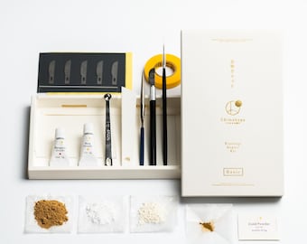 Traditionell Kintsugi Repair Kit - Basic - Matsäker, äkta guld, japansk urushi DIY, Chimahaga